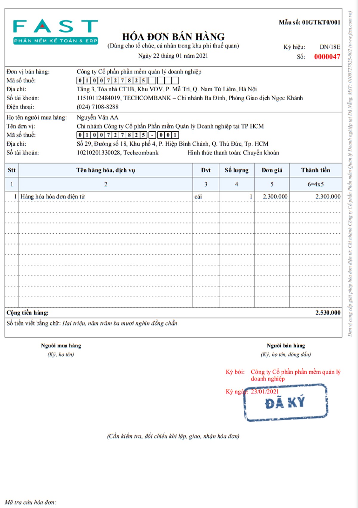 Hóa đơn bán hàng trong khu phi thuế quan theo Thông tư 39/2014/TT-BTC