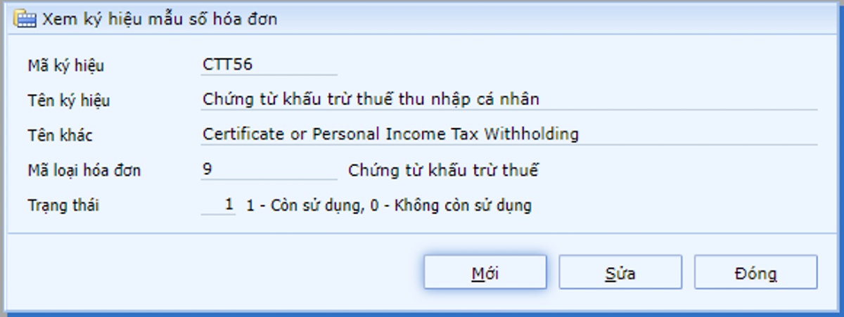 Khai báo mẫu số chứng từ khấu trừ thuế